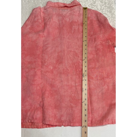 French Laundry Women's‎ Linen Blend Tie Dye Button Front Blouse Coral Size L - Picture 6 of 10